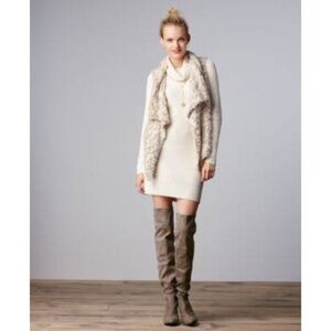 Kensie Cream Taupe Chunky Bobble Drape Vest